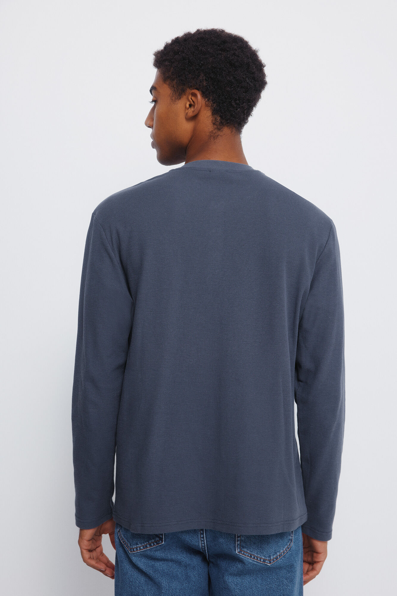 Springfield manga Cuello redondo con botones de playera azul indigo