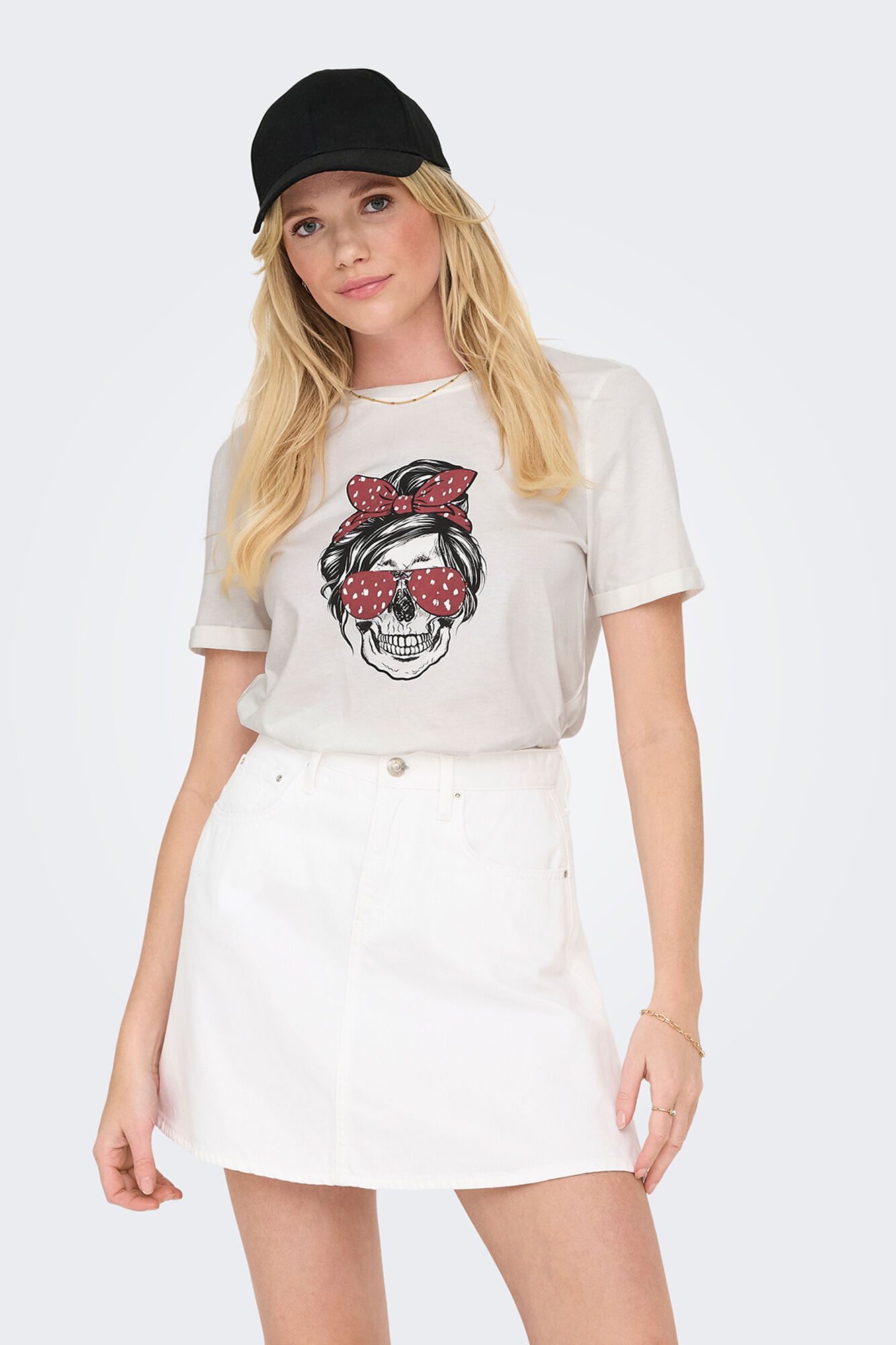 Only Camiseta dibujo frontal blanco