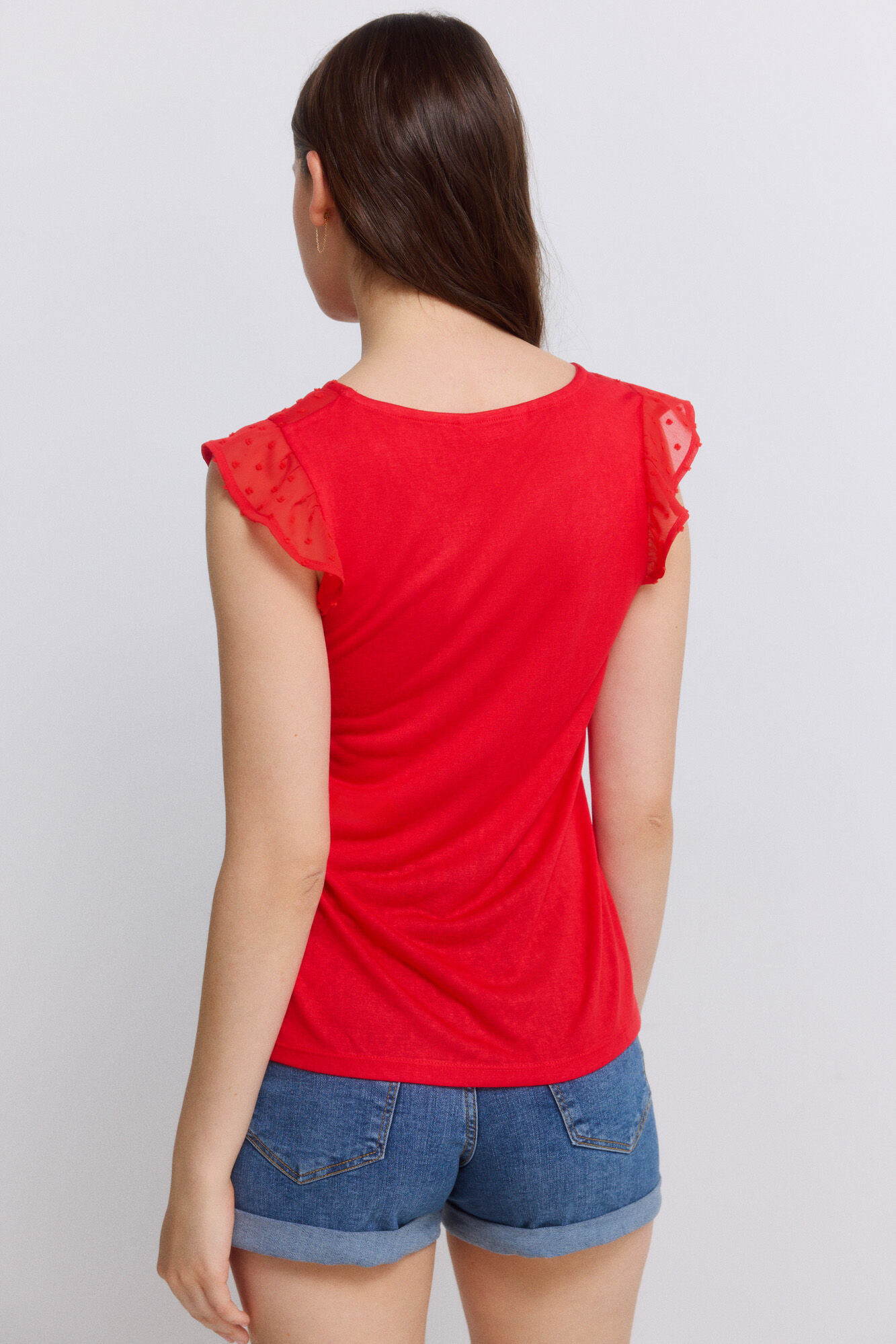 Springfield Playera bimateria plumet&iacute; rojo