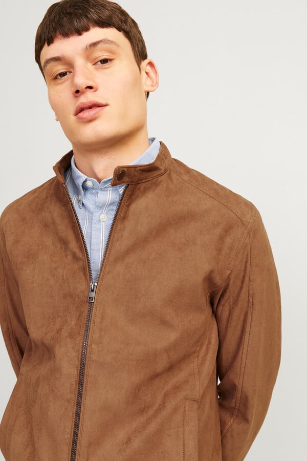 Jack & Jones Chamarra motera simil ante café