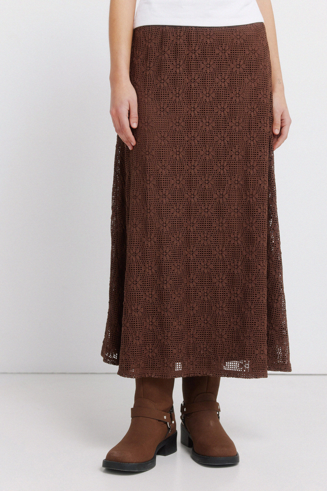 Springfield Falda midi de estructura caf&eacute;