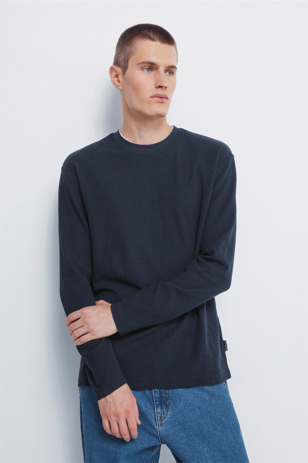 Springfield Camiseta doble tejido waffle azul