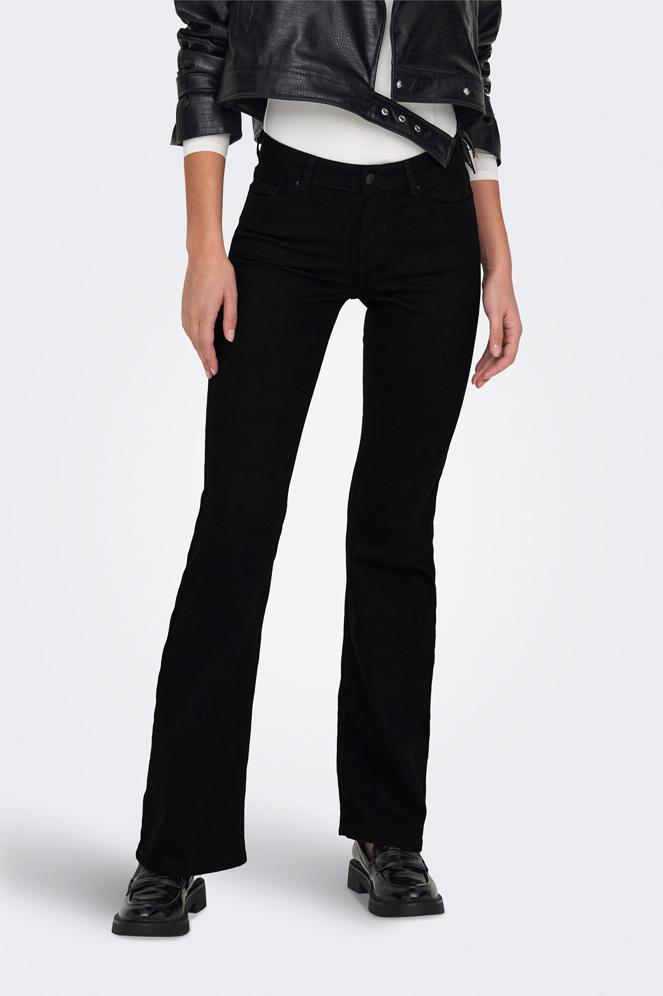 Only Jeans flare tiro medio negro