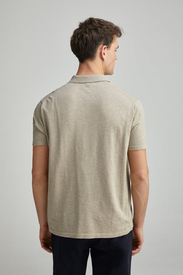Springfield Suéter manga corta estructura cuello polo café
