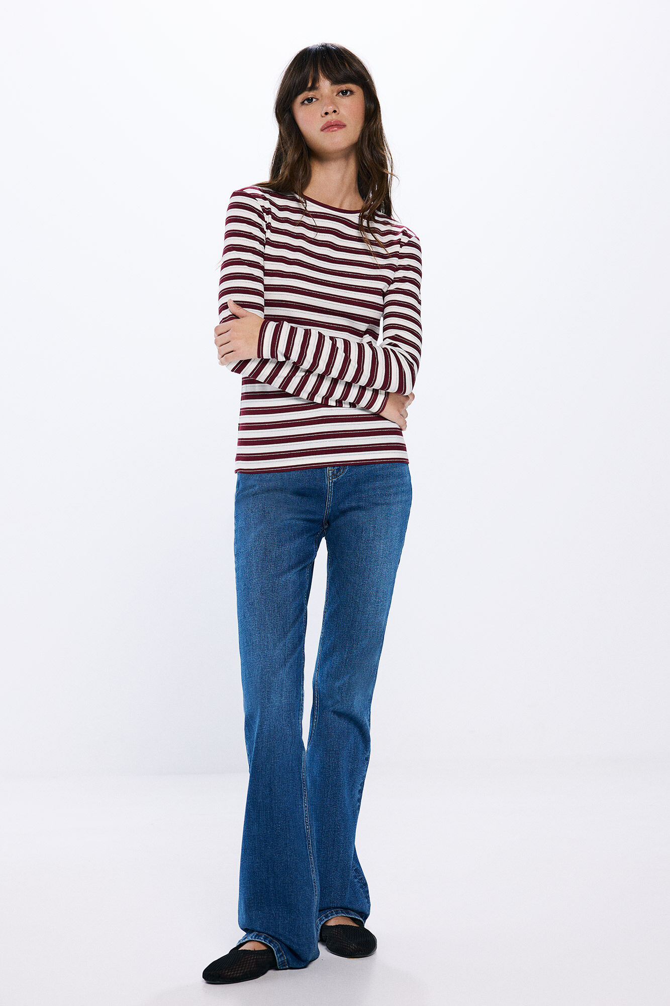 Springfield Playera rayas lurex p&uacute;rpura