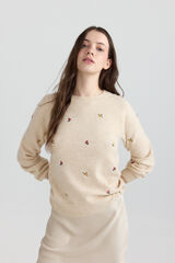 Springfield Su&eacute;ter bordado floral beige