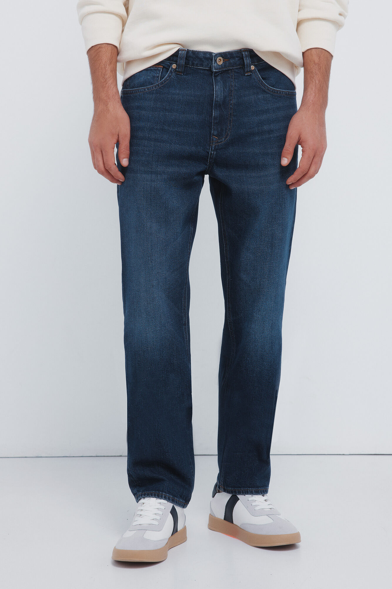 Springfield Jeans de corte regular con lavado oscuro azul