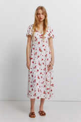 Springfield Vestido midi bordado suizo naranja