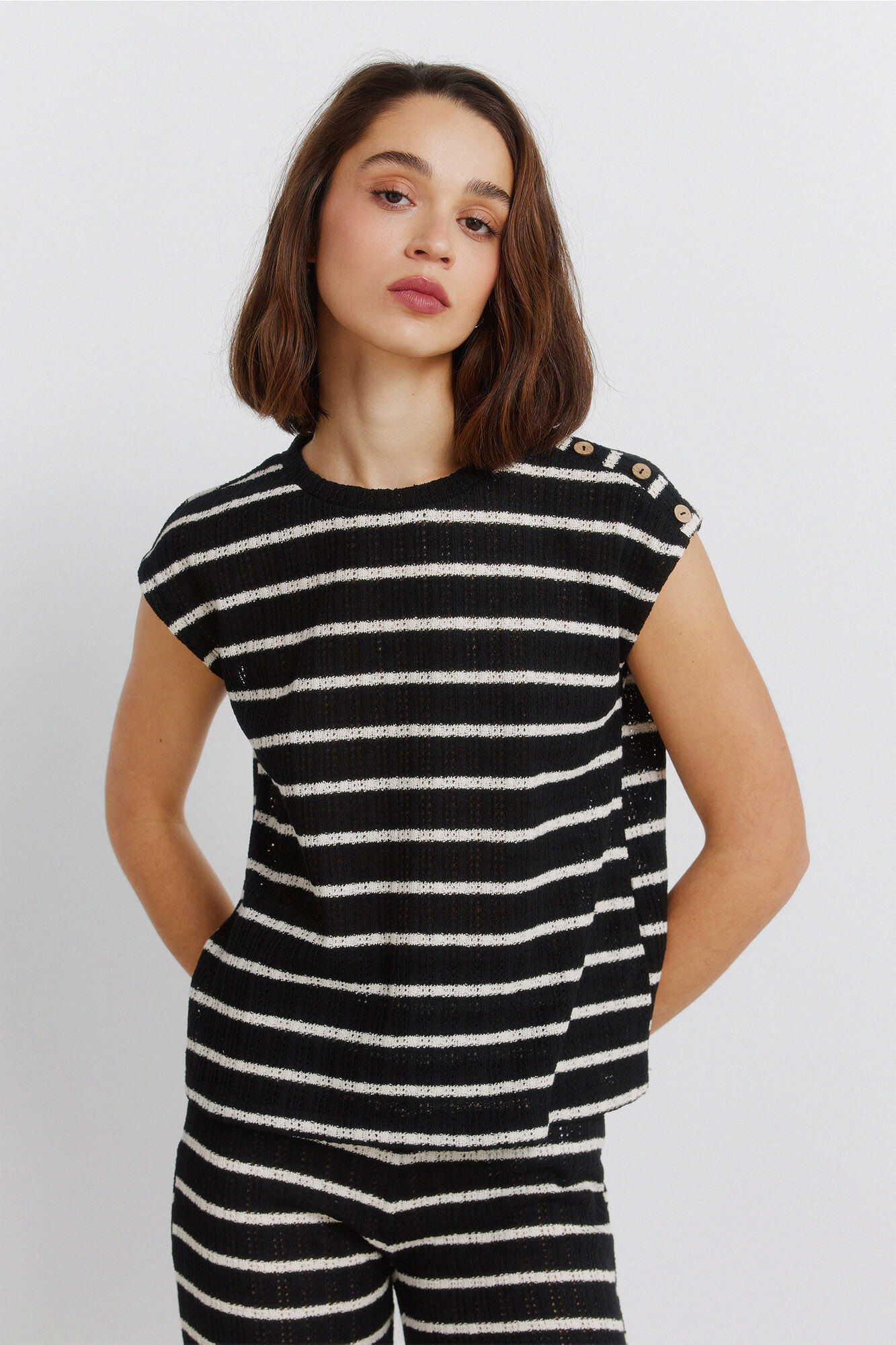 Springfield Playera de tejido a rayas negro