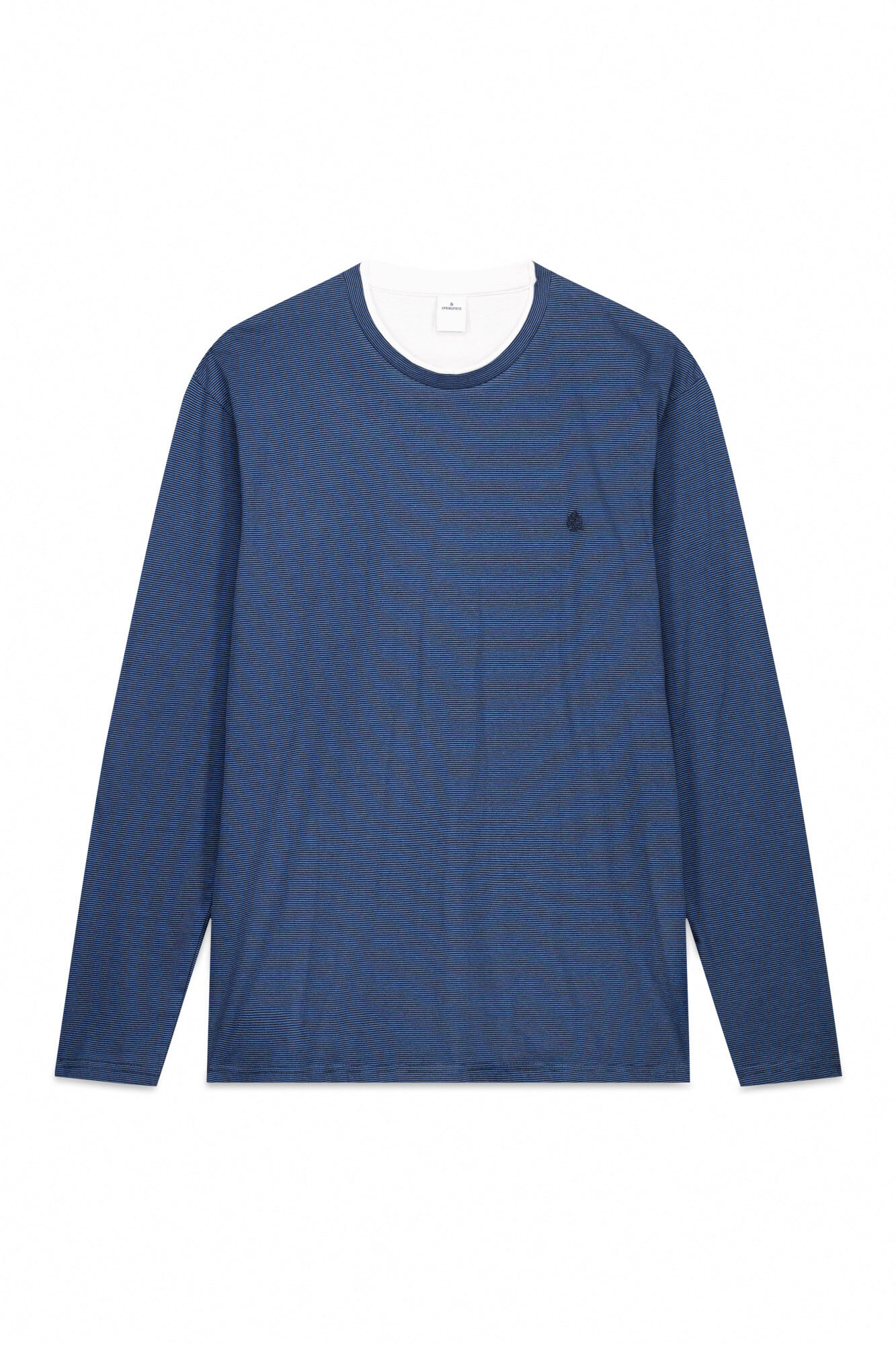 Springfield playera de manga larga con doble microraya azul