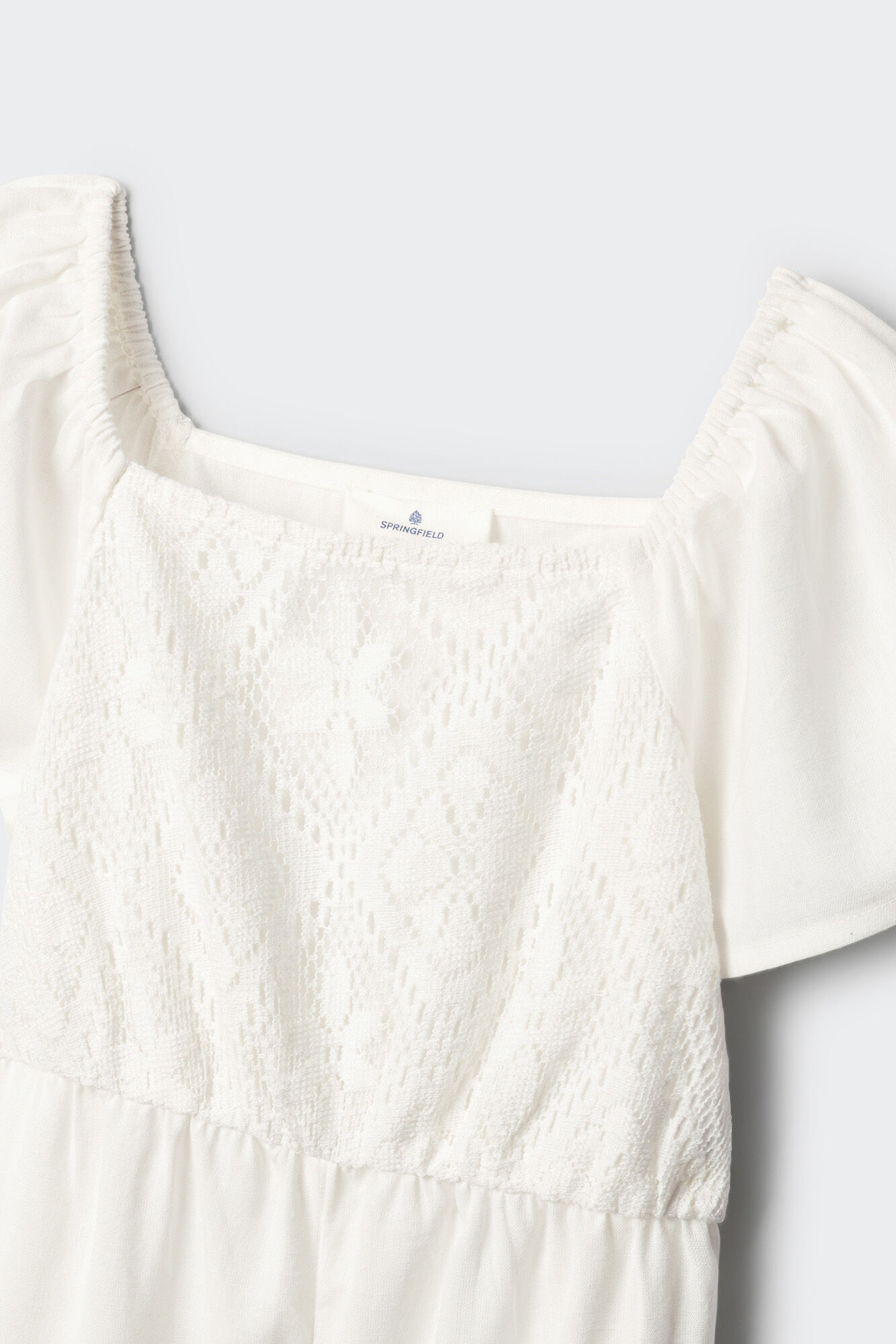 Springfield Kids Overol bordado suizo para ni&ntilde;a marfil