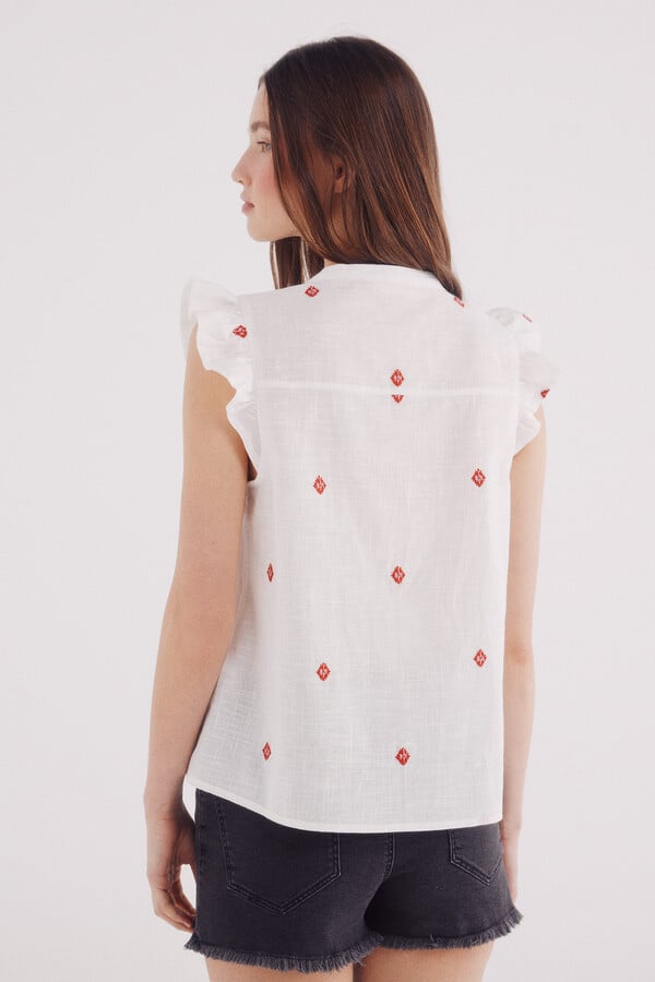 Springfield Blusa bordados geométricos beige