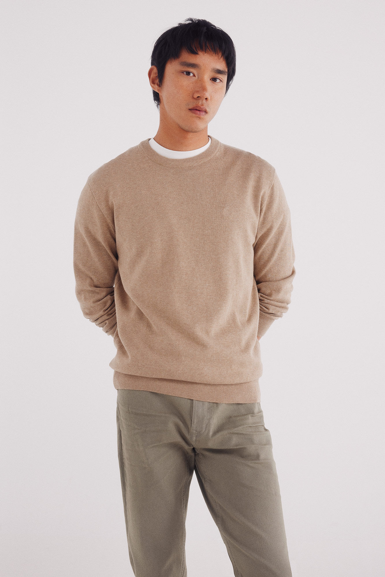 Springfield Pantal&oacute;n slim fit de 5 bolsillo kaki