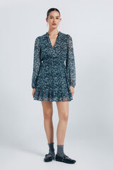 Springfield Vestido corto smock gasa  verde