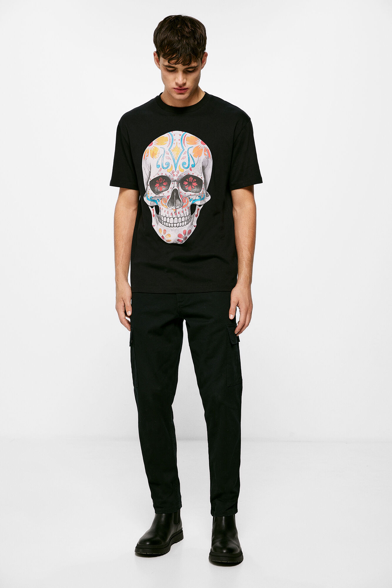 Springfield Playera d&iacute;a de muertos skull negro