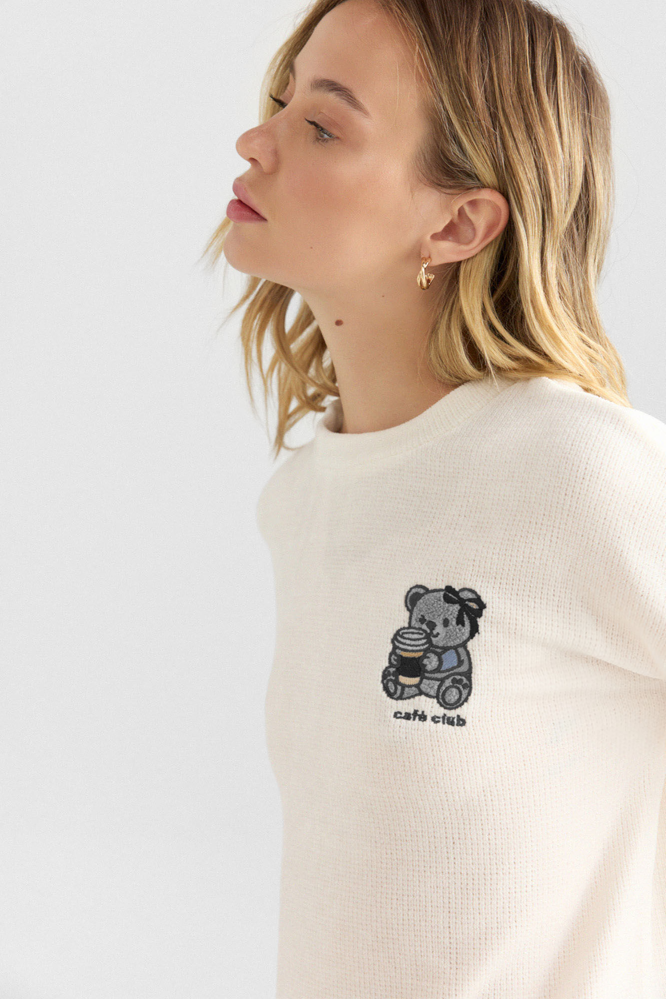 Springfield Su&eacute;ter fino estampado blanco