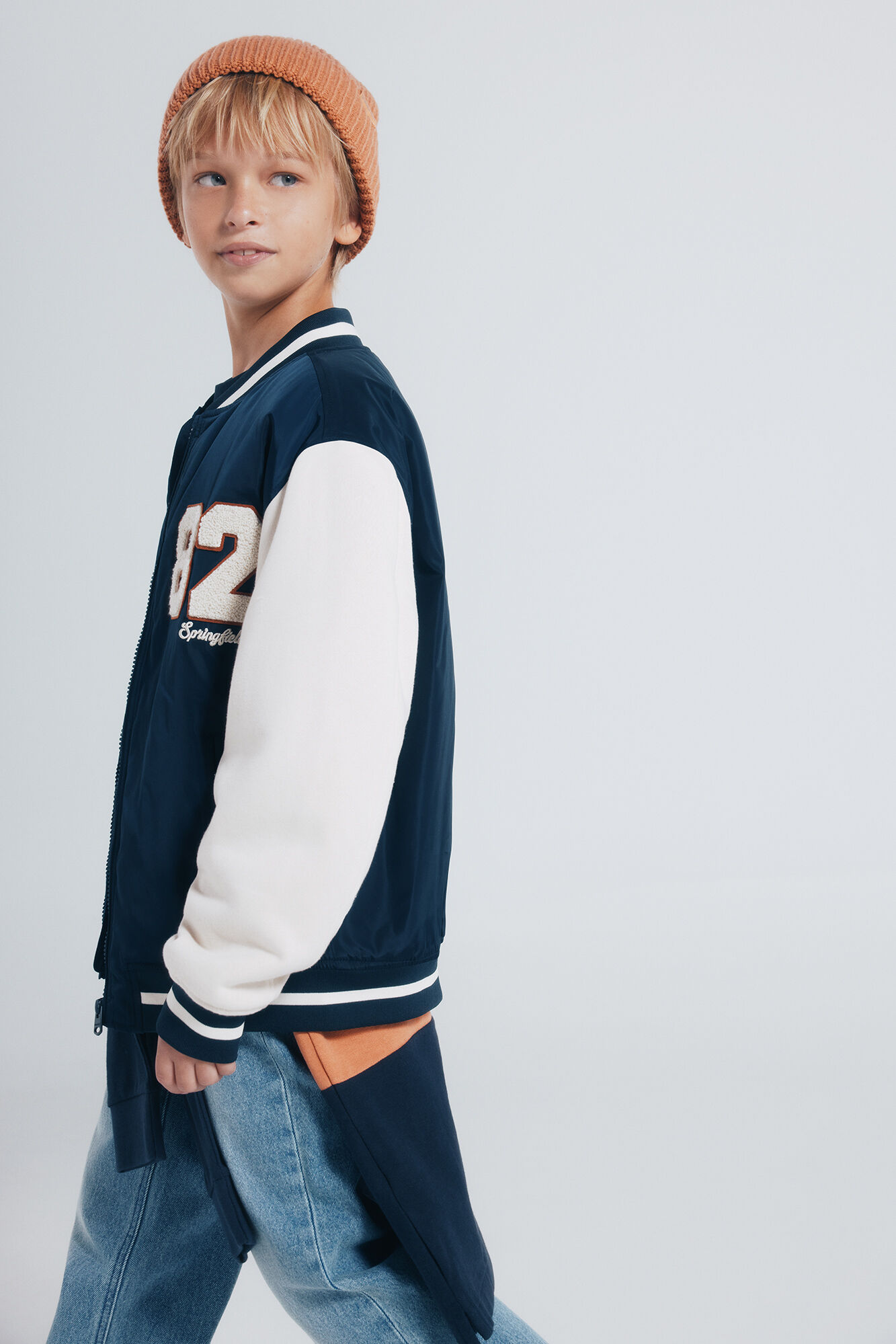 Springfield Kids Chaqueta varsity beisbolera ni&ntilde;o azul