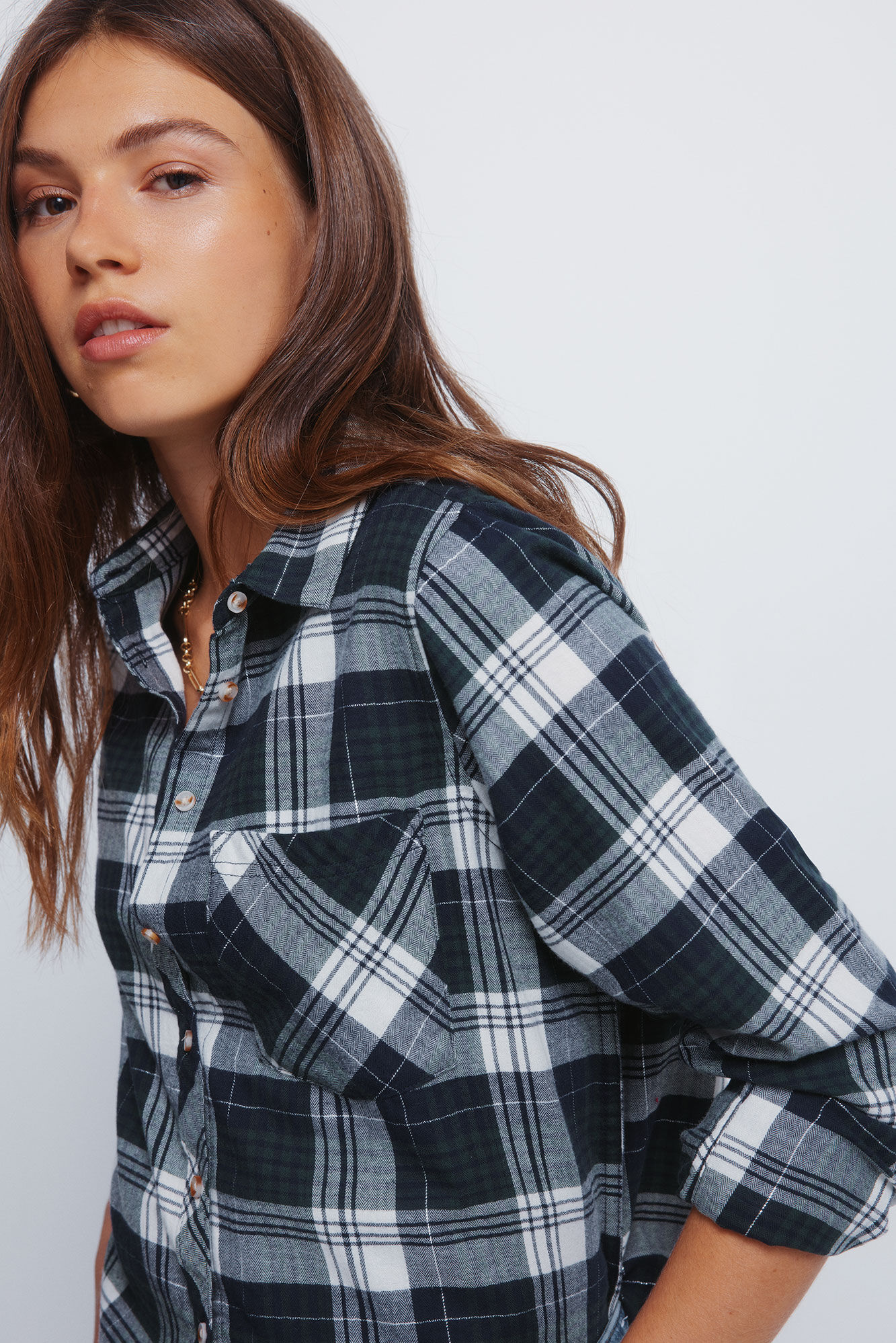 Springfield Camisa de cuadros de l&uacute;rex con bolsillo verde