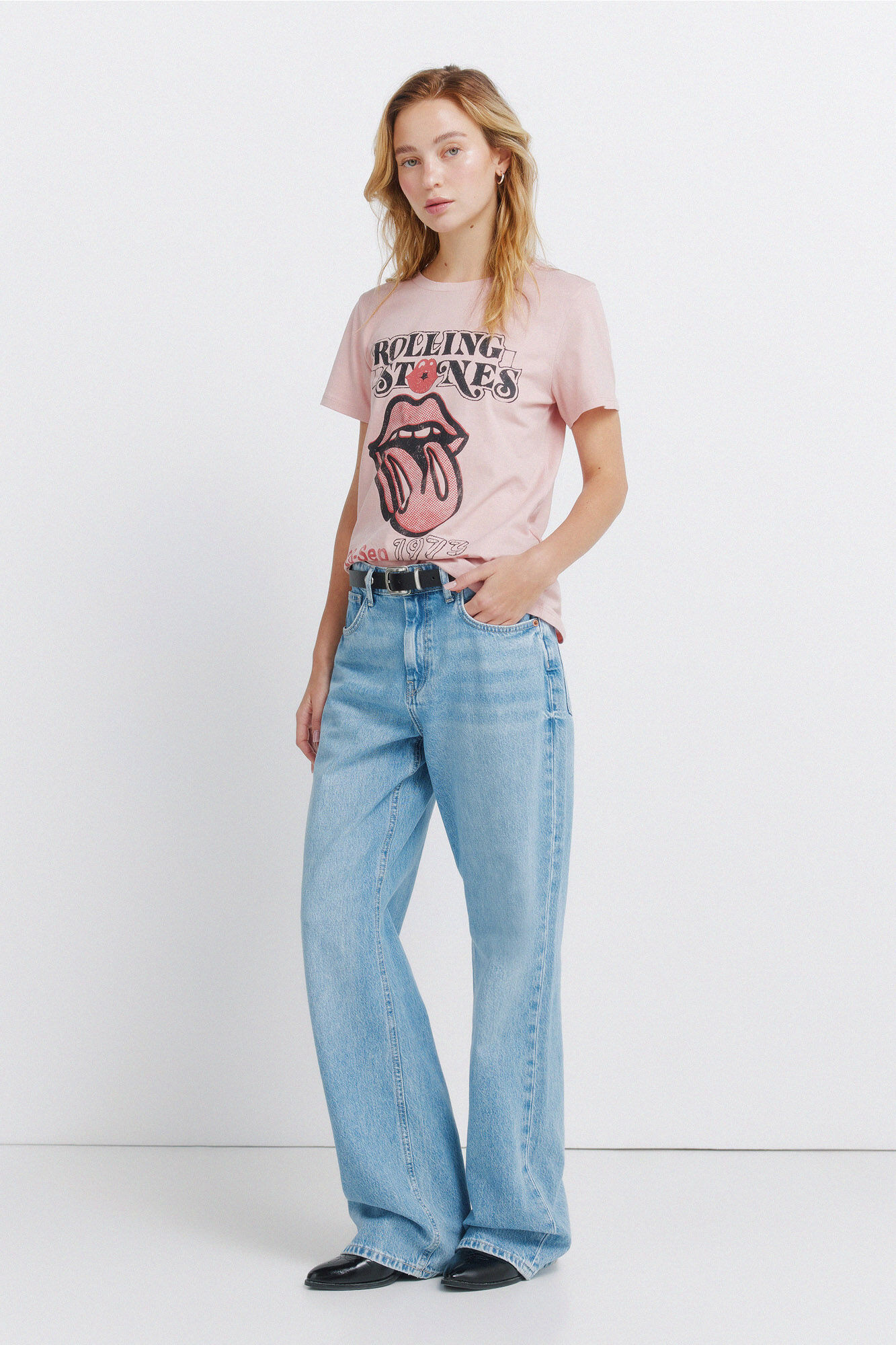 Springfield Playera "Rollings stones" rosa