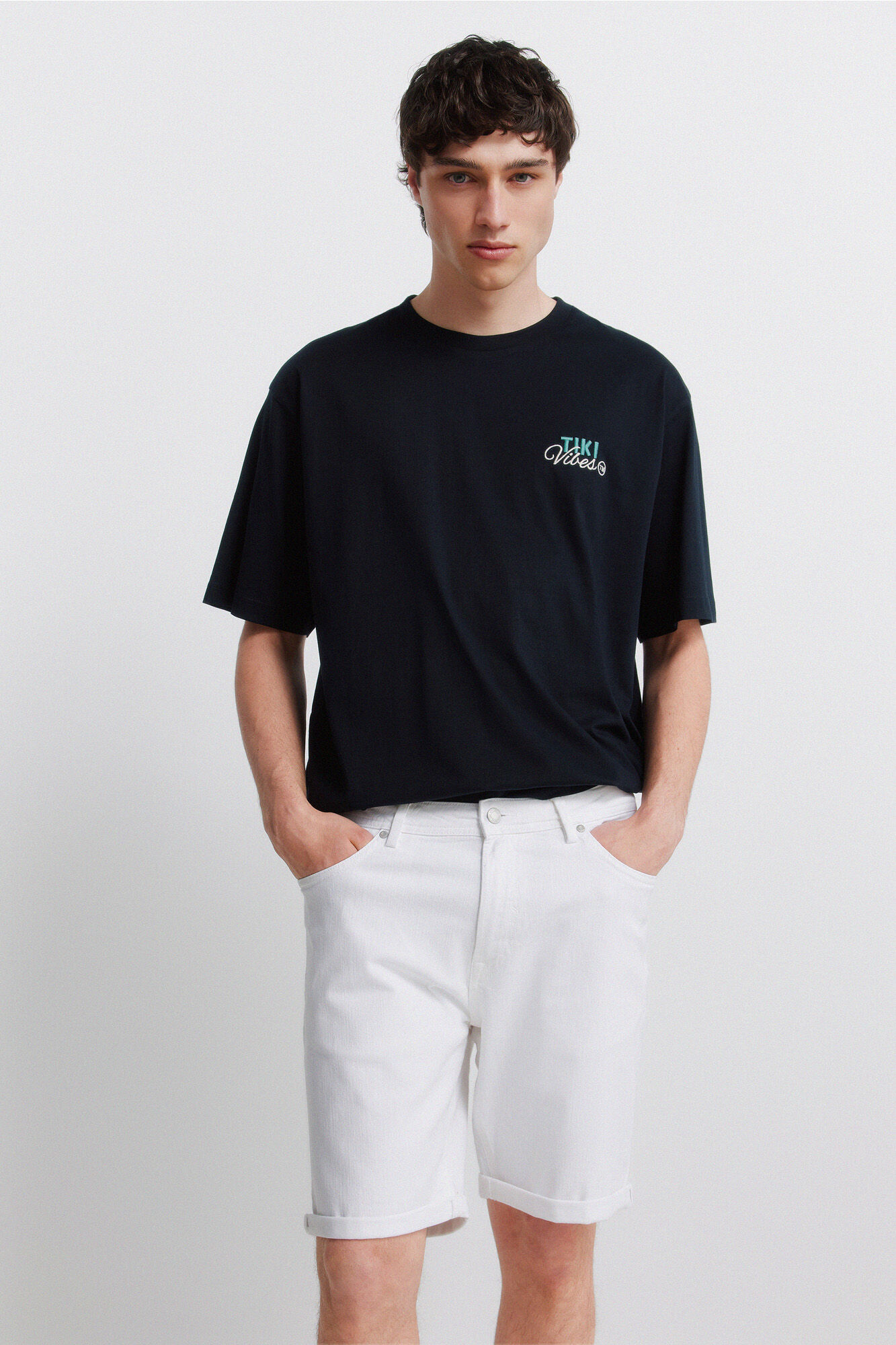 Springfield Bermudas de 5 bolsillos lavada slim fit marfil