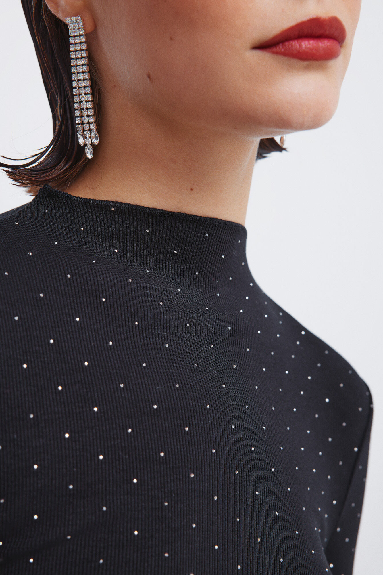 Springfield Playera con diamantes de imitaci&oacute;n negro