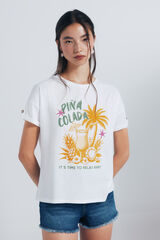 Springfield Playera gráfica tropical marfil