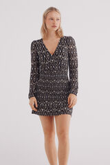 Springfield Vestido corto falda elástico estampado negro