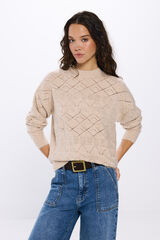 Springfield Suéter pointelle lentejuelas beige