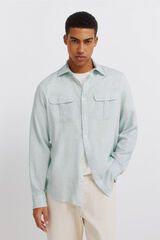 Springfield Playera con bolsillos de lino viscosa verde