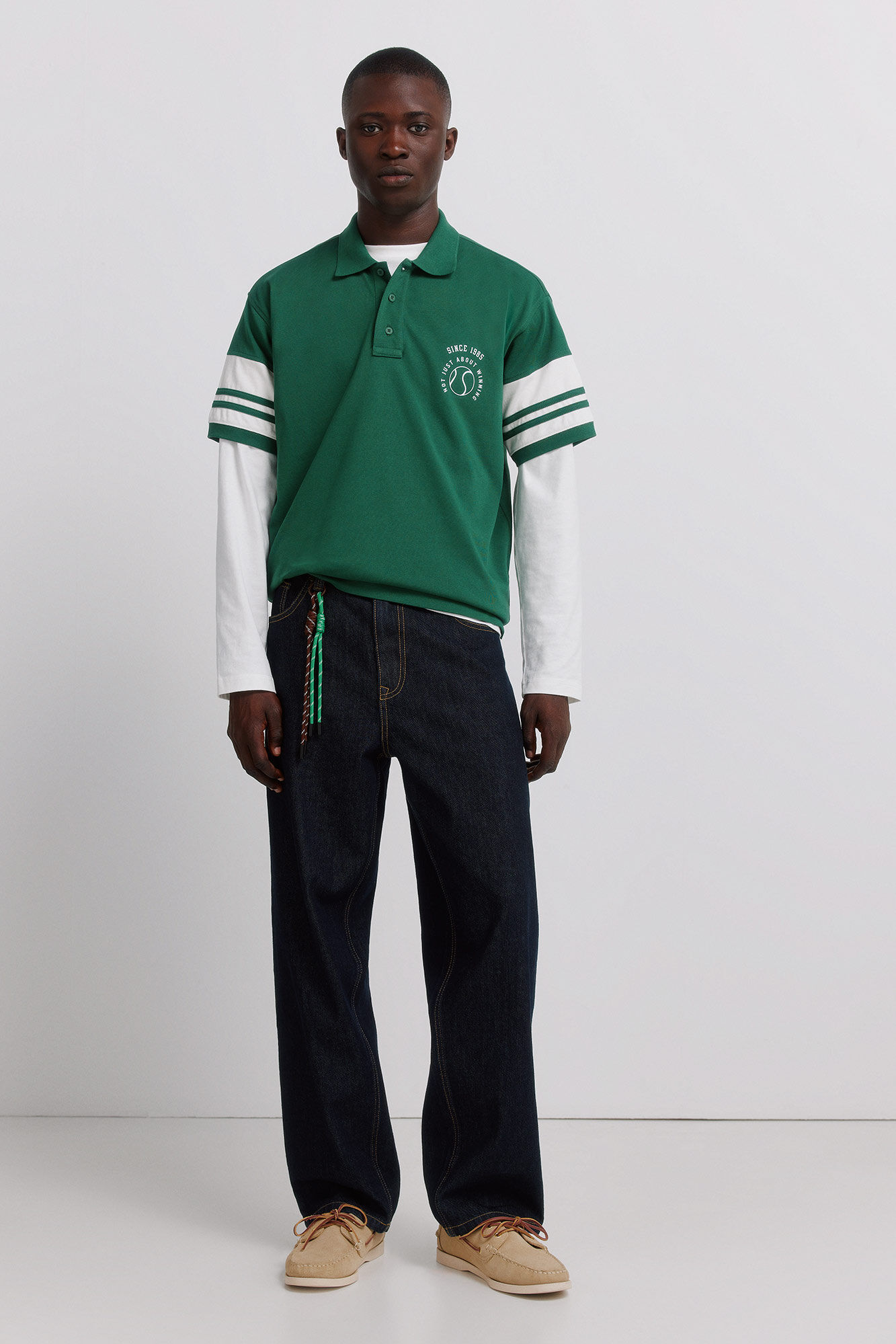 Springfield Polo de pique mangas con bloques de contraste regular fit verde