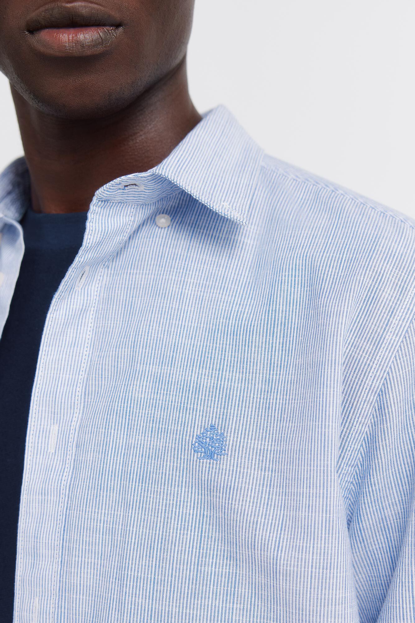 Springfield Camisa ligera de micro rayas azul tinta