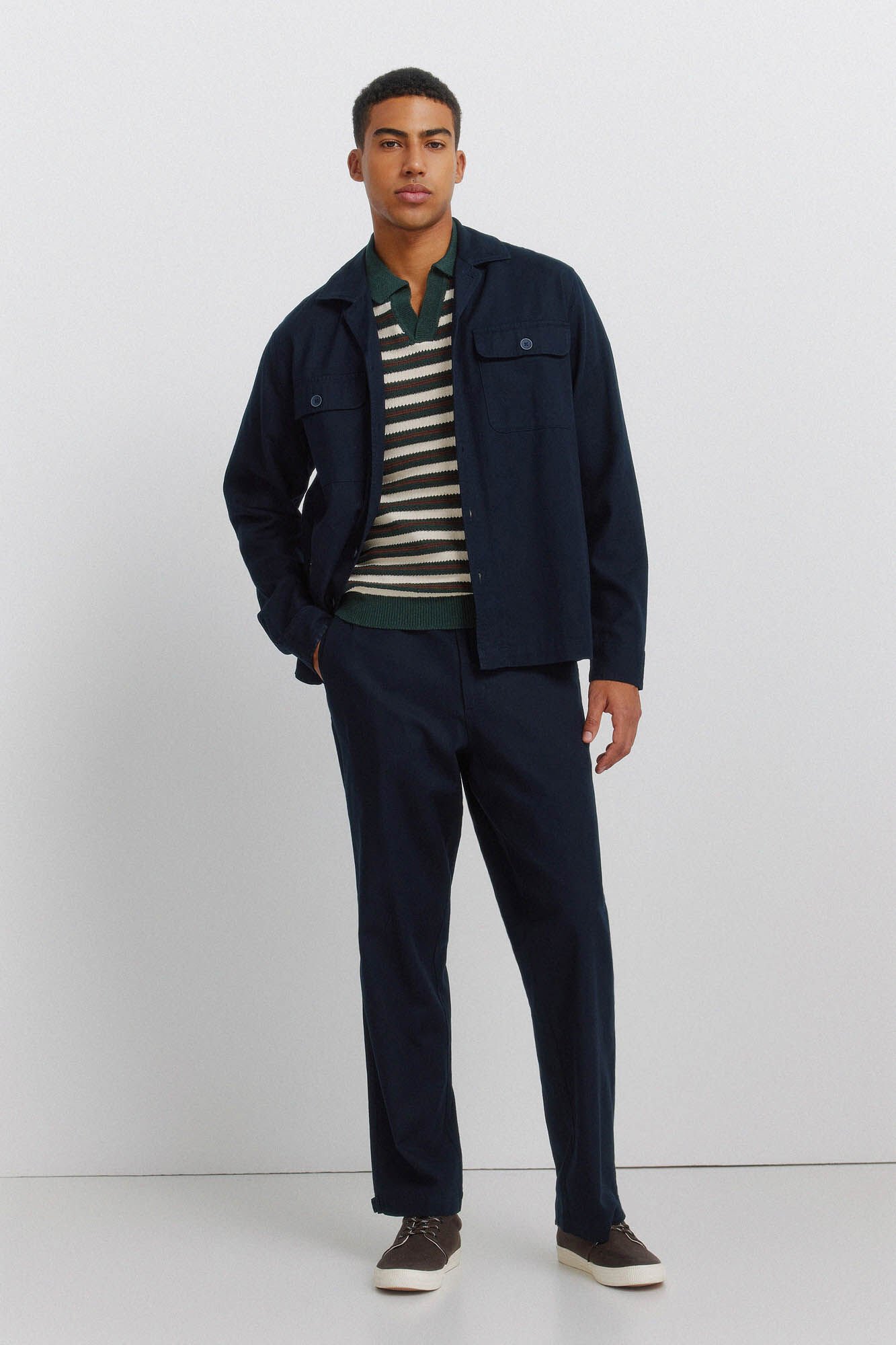 Springfield Sobrecamisa de algod&oacute;n slub azul