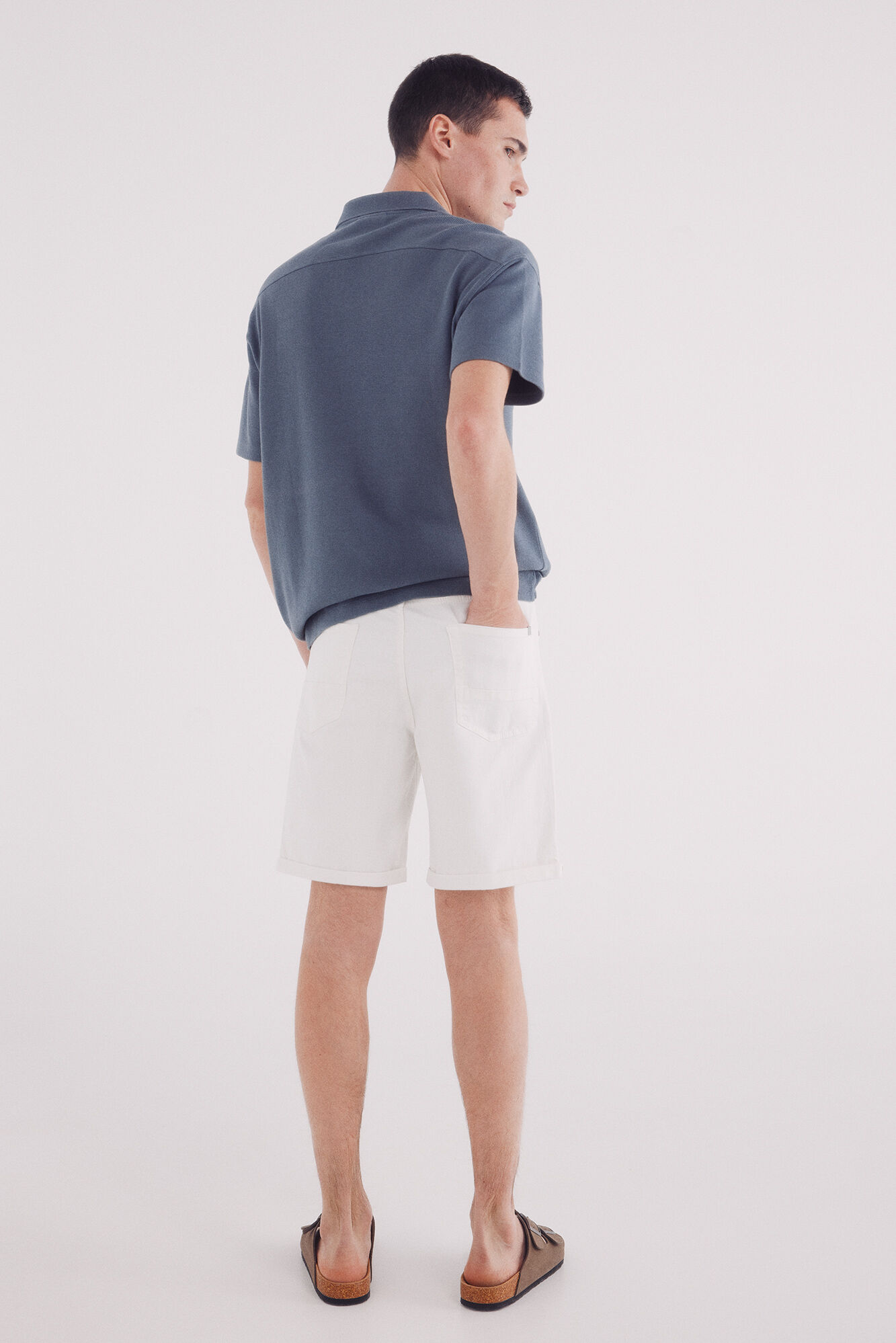 Springfield Bermuda color lavada slim fit blanco