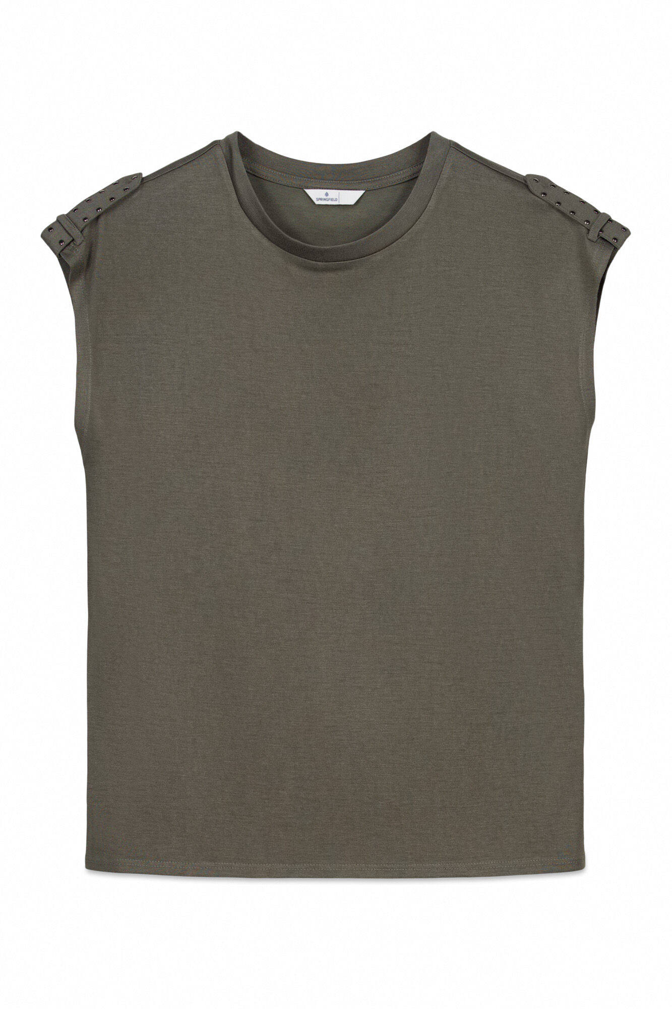 Springfield Playera b&aacute;sica con tachas khaki
