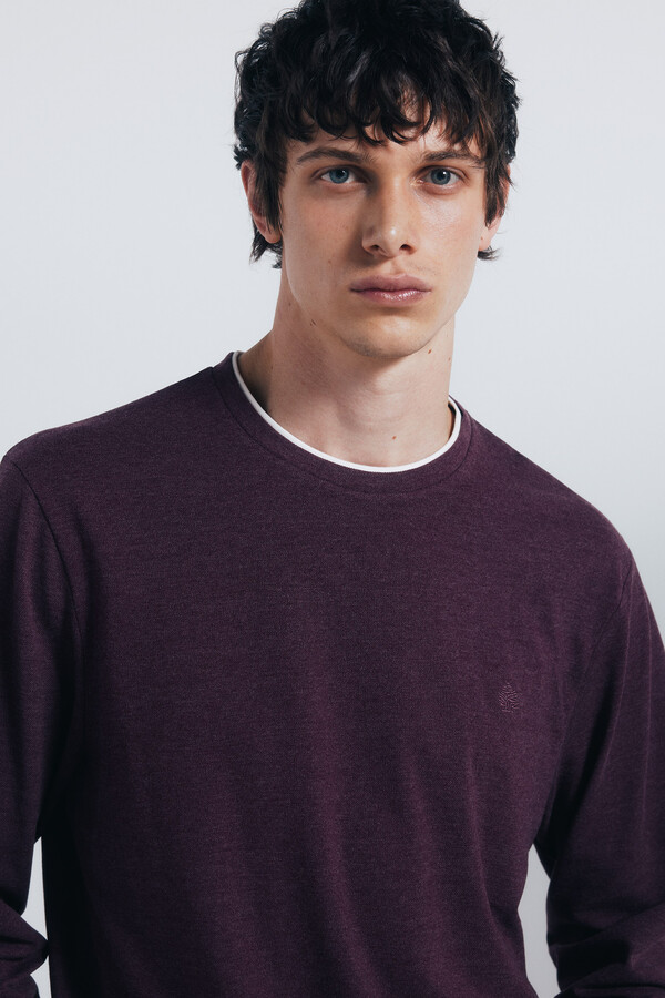 Springfield Playera de manga larga con doble mezcla púrpura