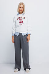 Springfield Pantalones pinzas elástico cintura gris