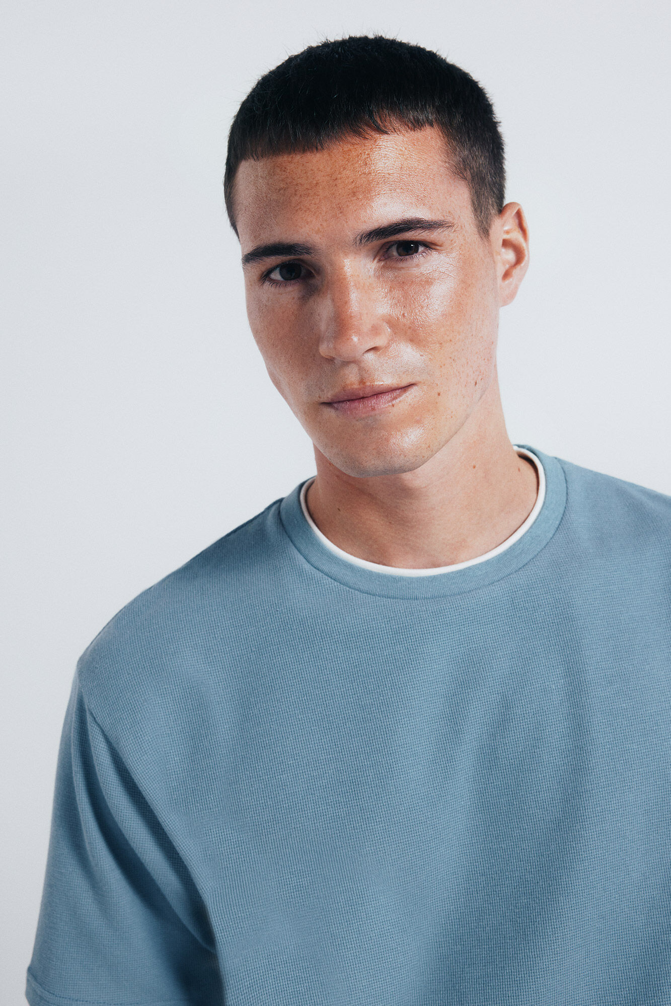 Springfield Camiseta doble mini waffle azul