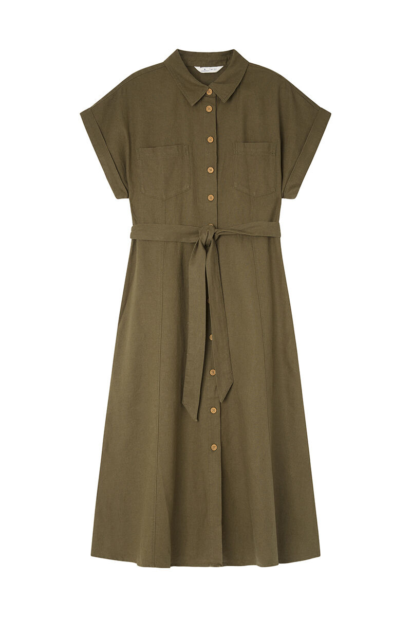 Springfield Vestido midi camisero khaki