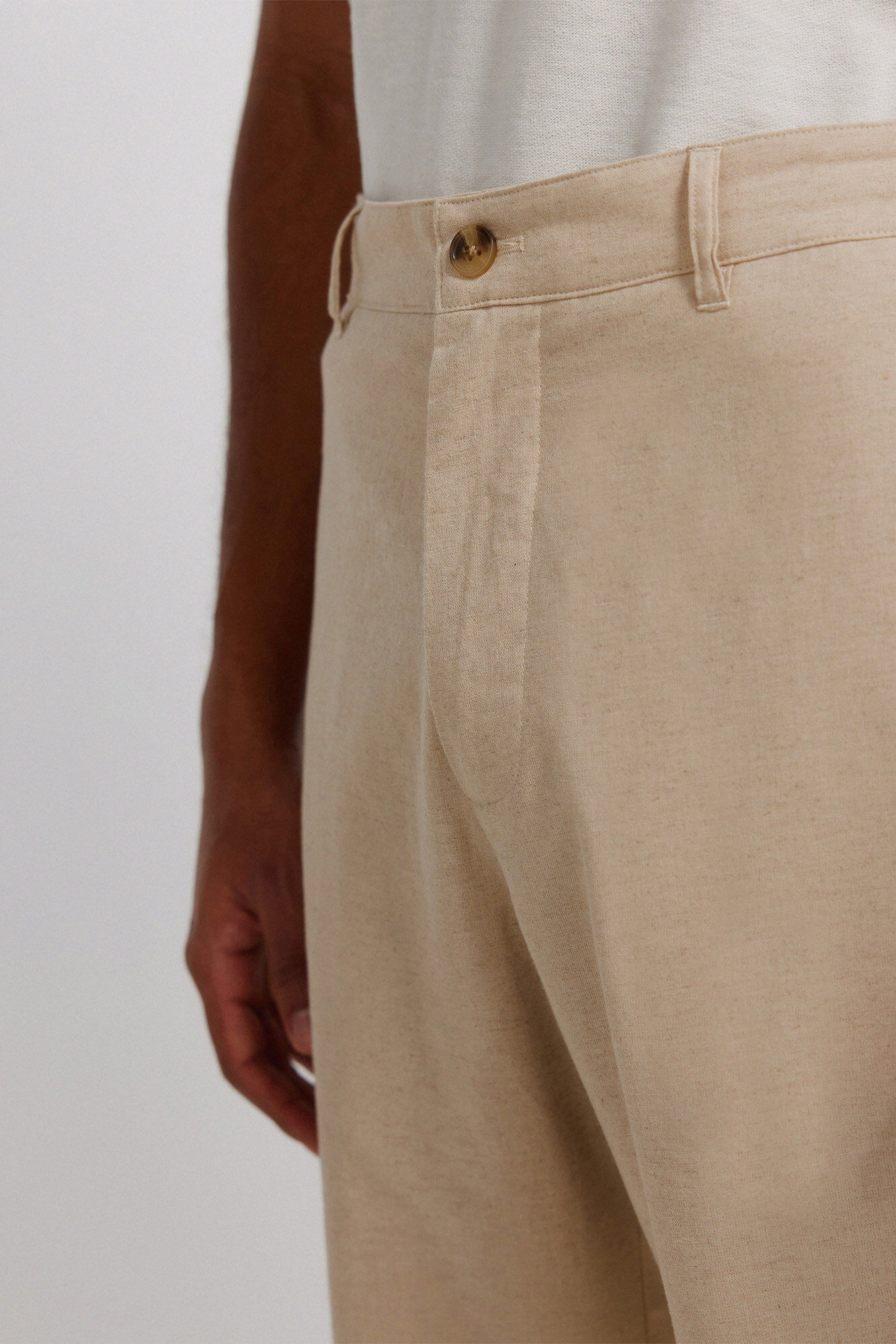 Springfield Pantal&oacute;n de corte recto de lino beige