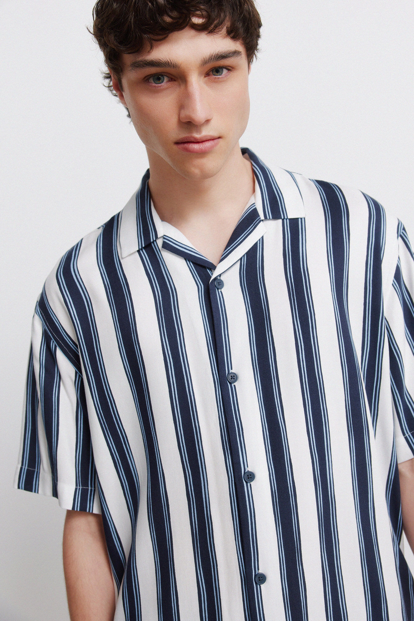 Springfield Camisa de manga corta de viscosa a rayas