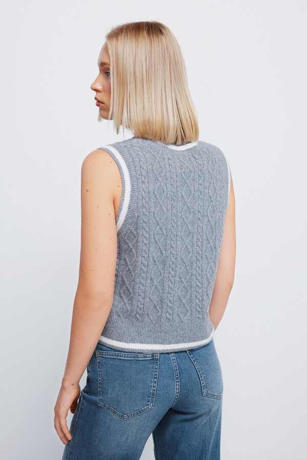 Springfield Chaleco tejido bordado gris