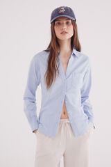 Springfield Camisa oxford cuello abierto azul