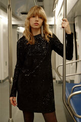 Springfield Vestido corto lentejuelas negro