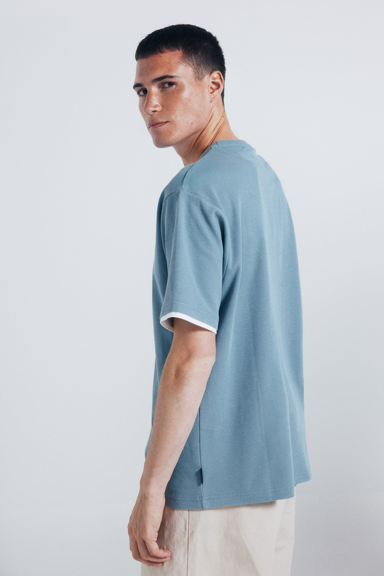 Springfield Camiseta doble mini waffle azul