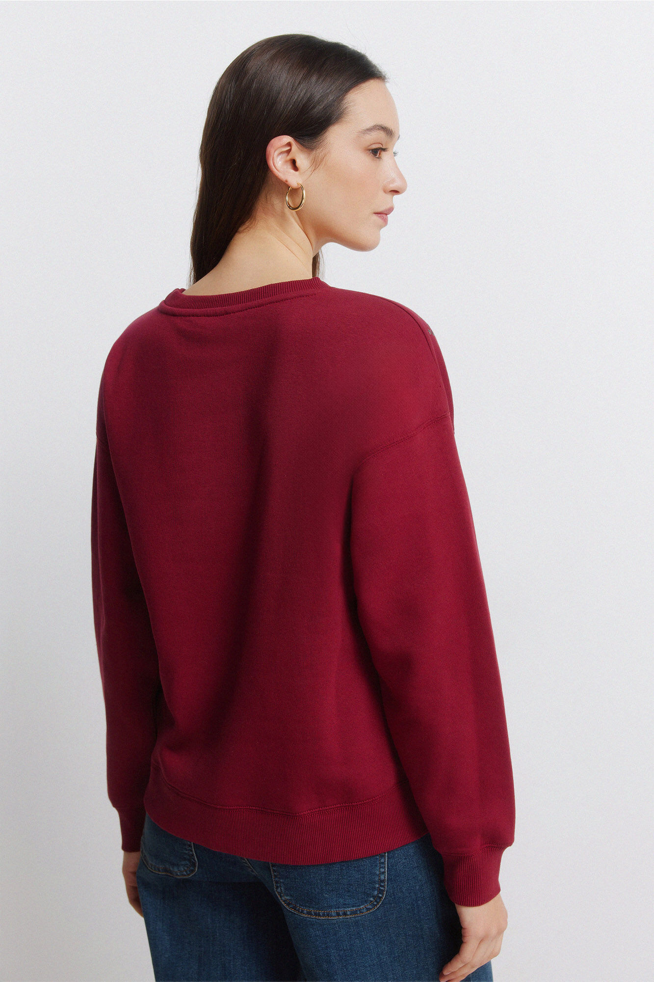 Springfield Sudadera de cuello boho con aplicaciones p&uacute;rpura