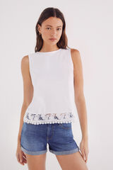 Springfield Camiseta bajo lace flores natural