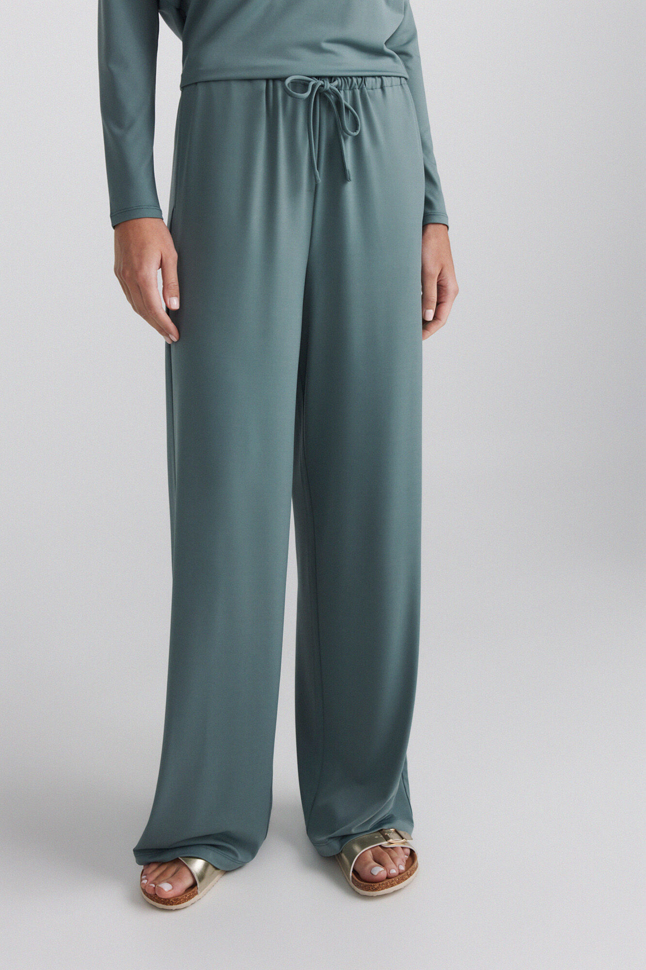 Springfield Pantal&oacute;n fluido de viscosa verde