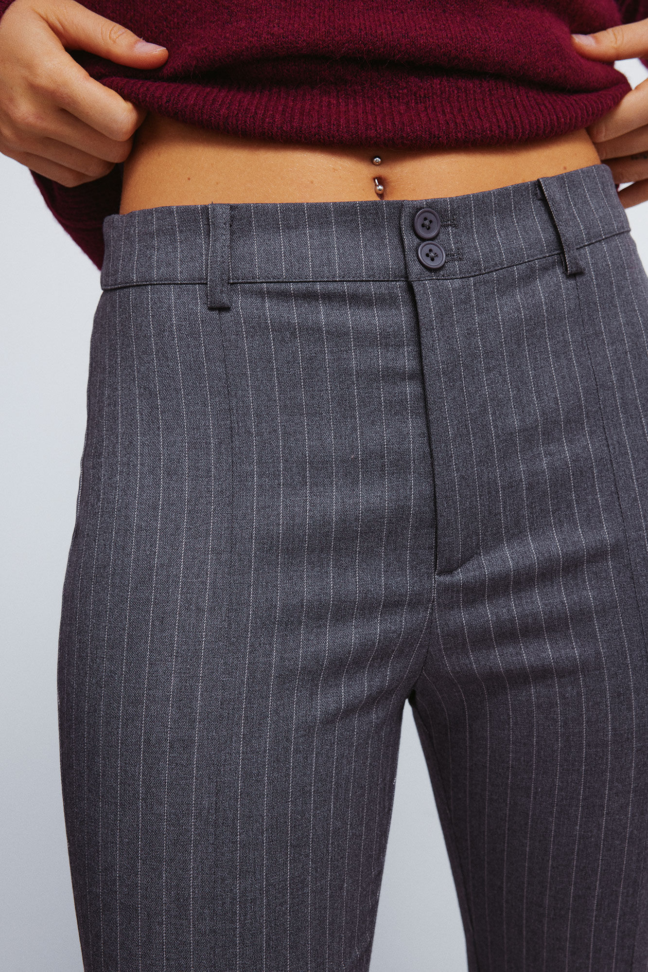 Springfield Pantalones rayas de rayas gris