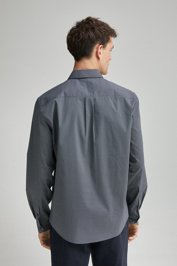 Springfield Camisa popelín micro print easy care azul