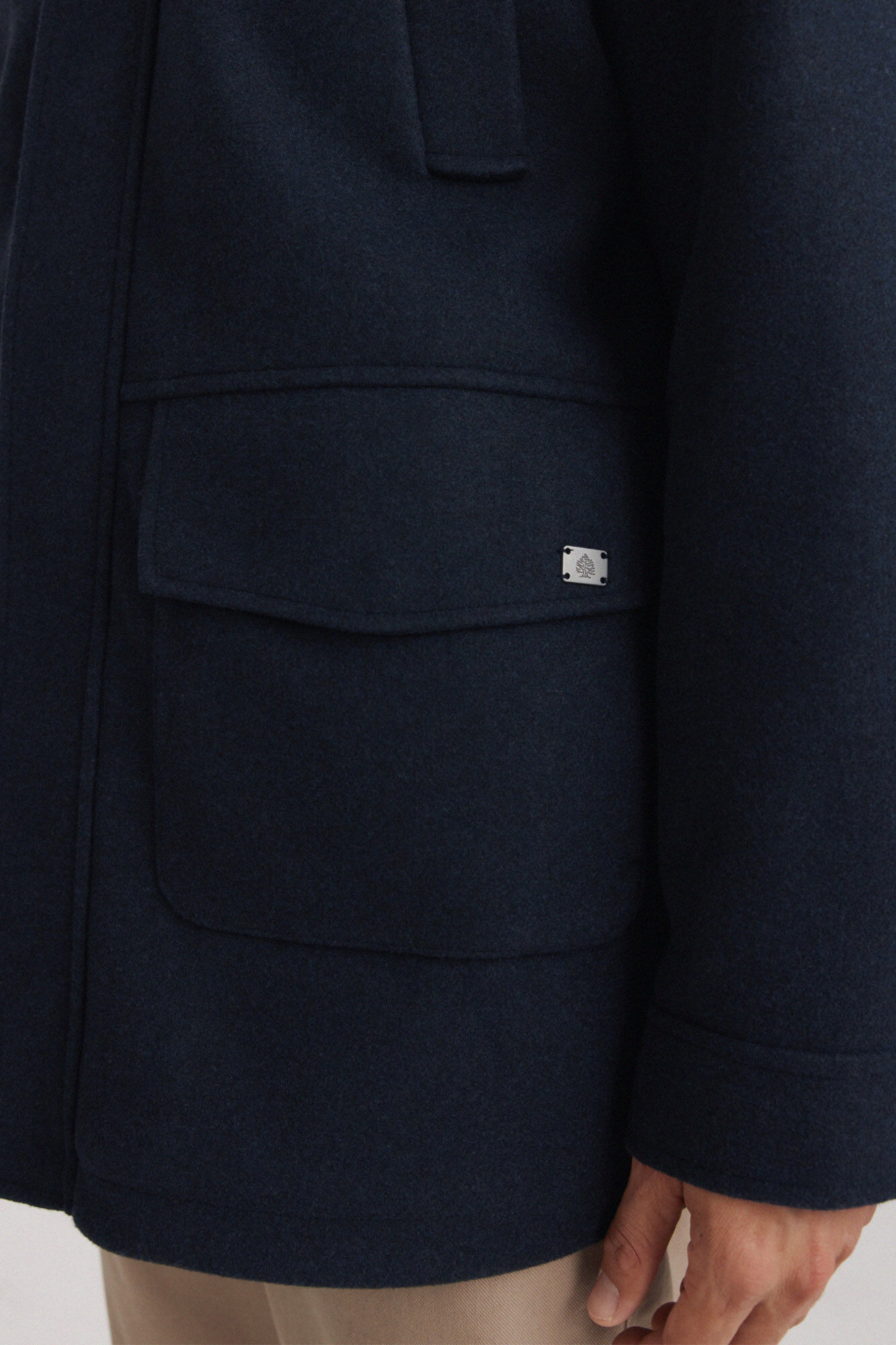 Springfield Parka larga efecto lana azul